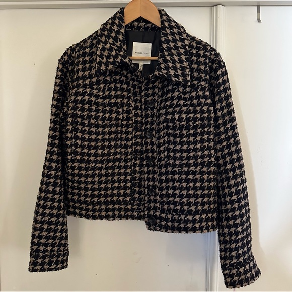 Anthropologie Houndstooth Cropped Sparkle Jacket - Picture 6 of 9